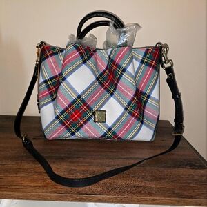 EUC Dooney & Bourke Large Barlow White Tartan.
